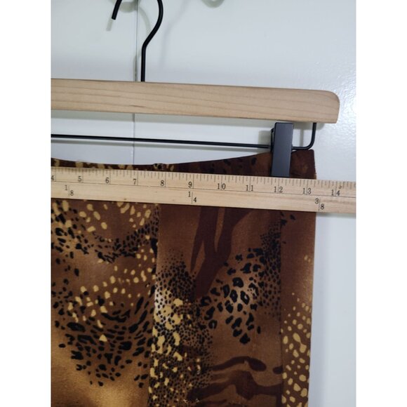 Ronni Nicole Women's S VTG Animal Print Liquid Knit Slinky Maxi Skirt Brown USA - Picture 6 of 7